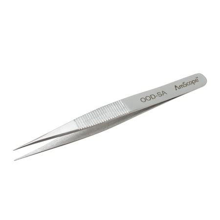 Amscope High Precision 4 3/4 in. Straight Flat Edge Tweezers TW-037